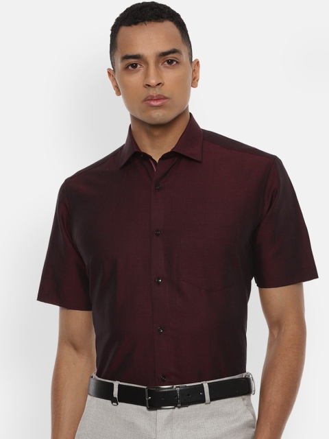 

Van Heusen Men Burgundy Cotton Linen Regular Fit Self Design Formal Shirt