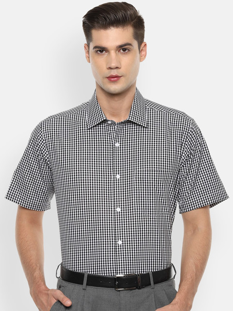

Van Heusen Men Black & White Regular Fit Checked Cotton Formal Shirt