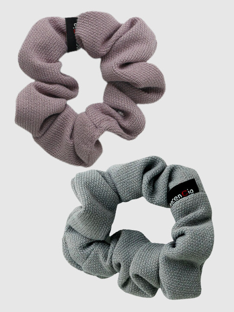 

inocenCia Women Pack of 2 Solid Scrunchies, Grey