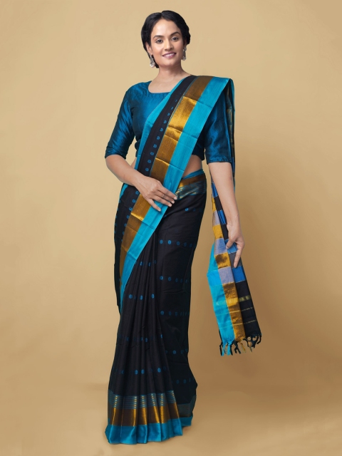 

Unnati Silks Black & Blue Silk Cotton Woven Design Narayan Peth Saree