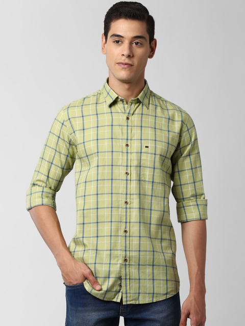 

Peter England Casuals Men Green Slim Fit Checked Pure Cotton Casual Shirt