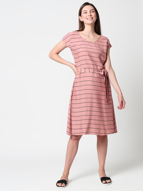 

Zeyo Peach-Coloured & Black Striped Nightdress