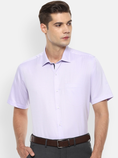 

Van Heusen Men Lavender Self Design Regular Fit Pure Cotton Formal Shirt