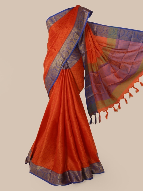 

Pothys Rust Cotton Blend Woven Design Chanderi Saree