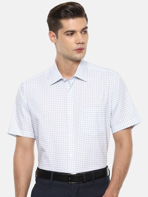 

Van Heusen Men White & Charcoal Grey Checked Pure Cotton Regular Fit Formal Shirt