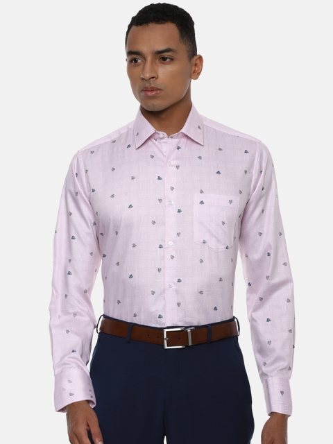 

Van Heusen Men Pink & Navy Blue Regular Fit Printed Formal Shirt
