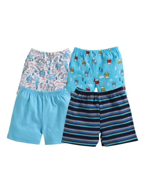 

BUMZEE Infant Blue Set of 4 Regular Fit Pure Cotton Shorts