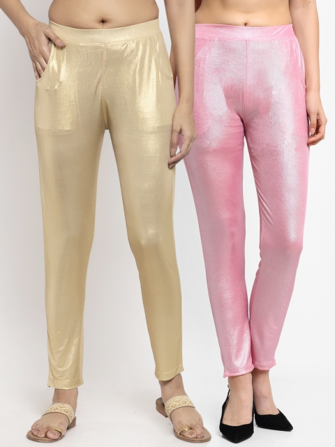 

NEUDIS Women Pack Of 2 Shimmer Ankle-Length Leggings, Gold