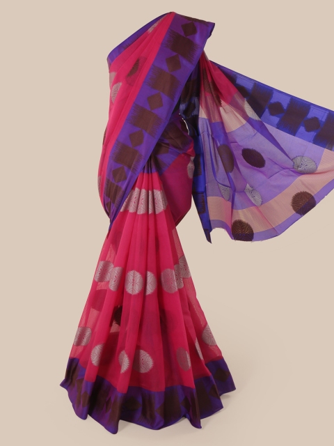 

Pothys Pink Cotton Blend Woven Design Chanderi Saree