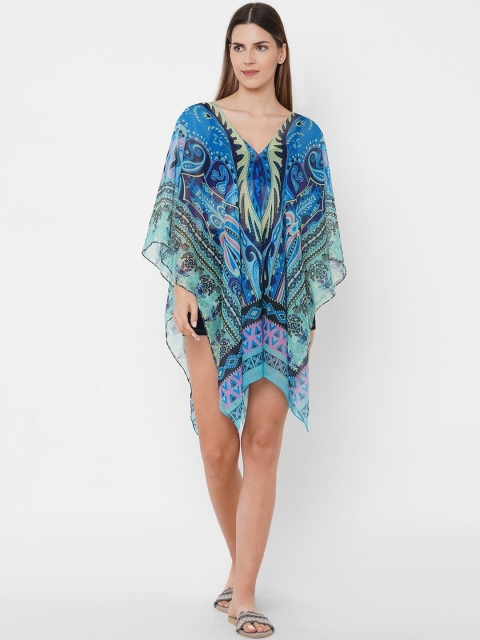 

Get Wrapped Women Blue & Black Printed Kaftan Cover-Up Dress