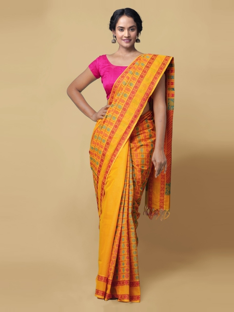 

Unnati Silks Women Orange Pure Handloom Mysore Cotton Sustainable Saree