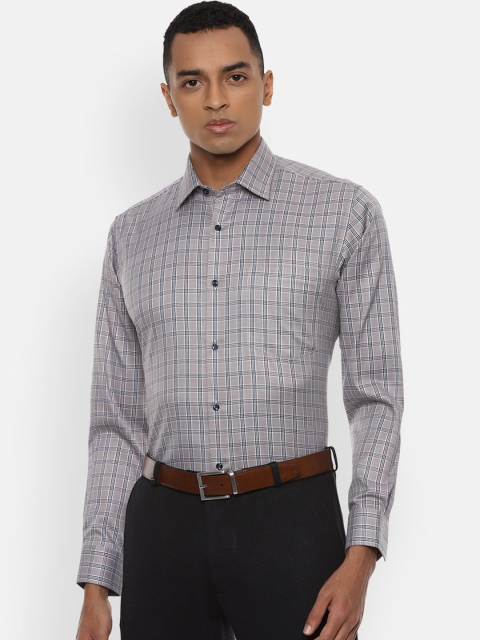 

Van Heusen Men Grey Regular Fit Checked Cotton Formal Shirt
