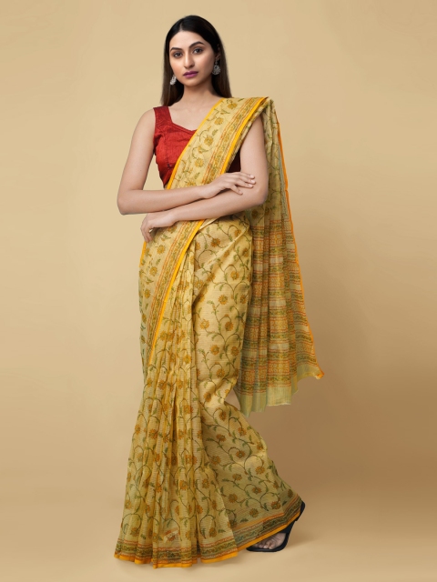 

Unnati Silks Yellow Pure Cotton Printed Kota Saree