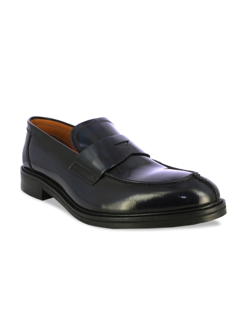 

Alberto Torresi Men Navy Blue Solid Leather Semiformal Penny Loafers