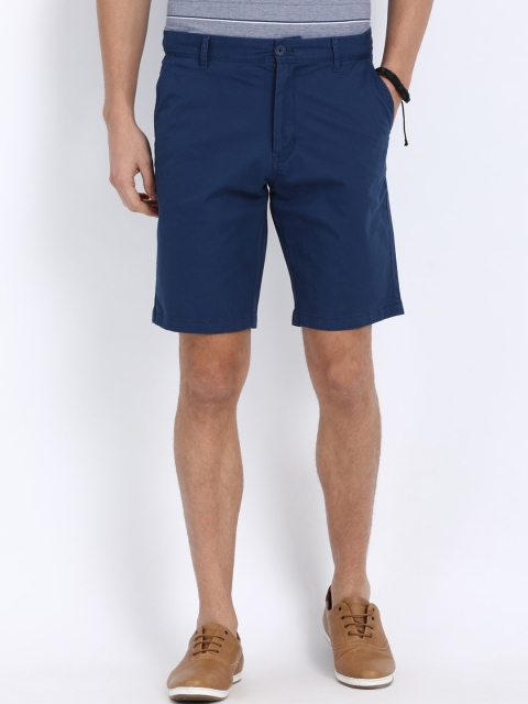 

t-base Men Blue Solid Regular Fit Pure Cotton Regular Shorts