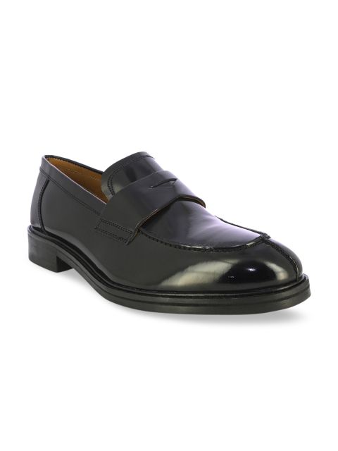 Alberto Torresi Men Black Solid Leather Semiformal Penny Loafers