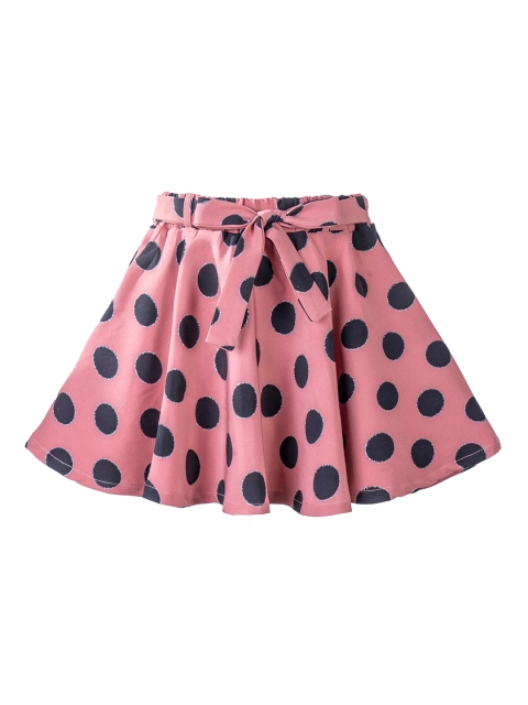 

Hunny Bunny Girls Peach-Coloured & Navy Blue Printed Flared Skirt