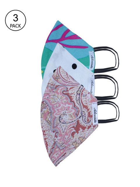 

ADORENITE Pack Of 3 Printed 2-Ply Reusable Cloth Masks, White