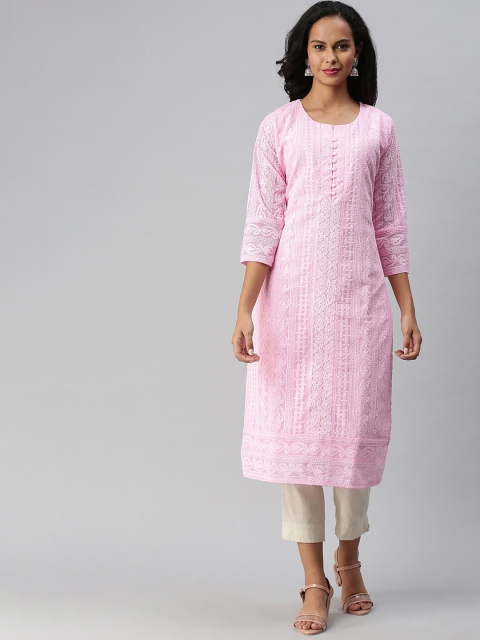 

Soch Women Pink Embroidered Georgette Kurta