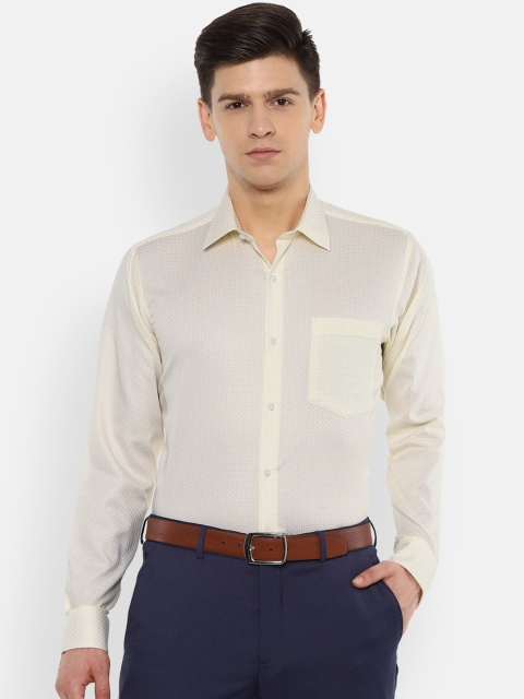 

Van Heusen Men Yellow Checked Regular Fit Pure Cotton Formal Shirt