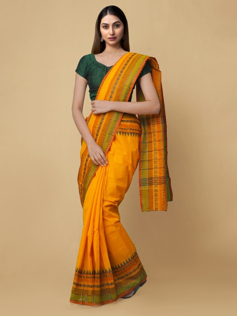 

Unnati Silks Orange Striped Uppada Saree