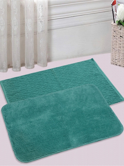 

Saral Home Set of 2 Teal Green 1200 GSM Cotton Bath Rugs