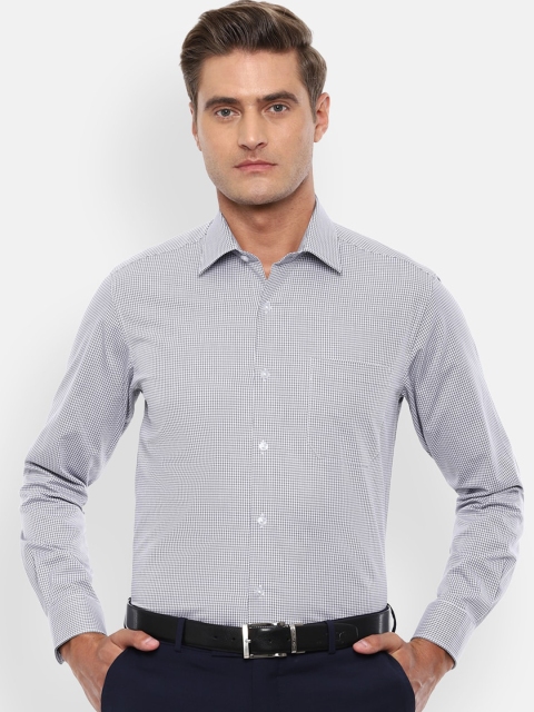 

Louis Philippe Men Grey & White Slim Fit Checked Casual Shirt