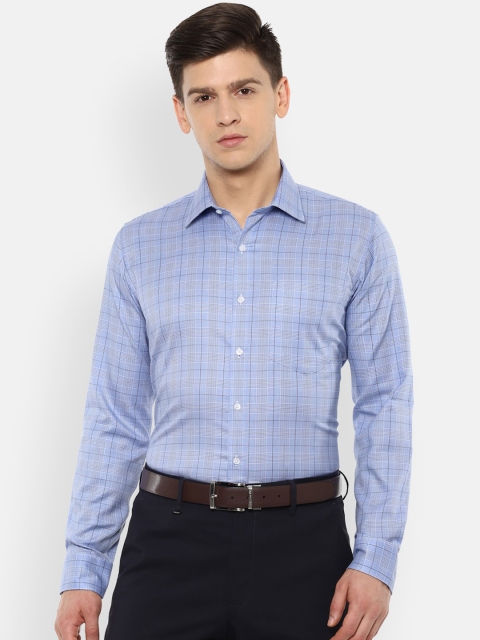 

Van Heusen Men Blue Slim Fit Checked Cotton Formal Shirt