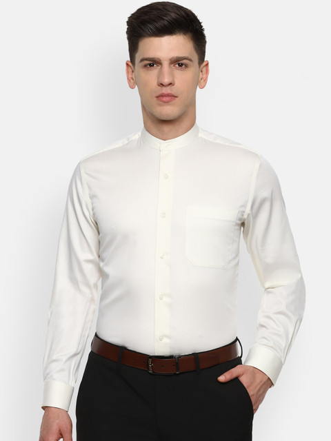 

Louis Philippe Men Cream-Coloured Slim Fit Solid Casual Shirt