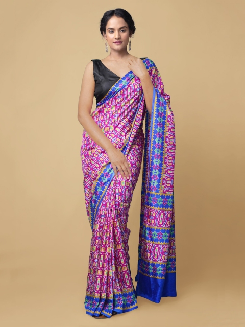 

Unnati Silks Pink Printed Patola Saree