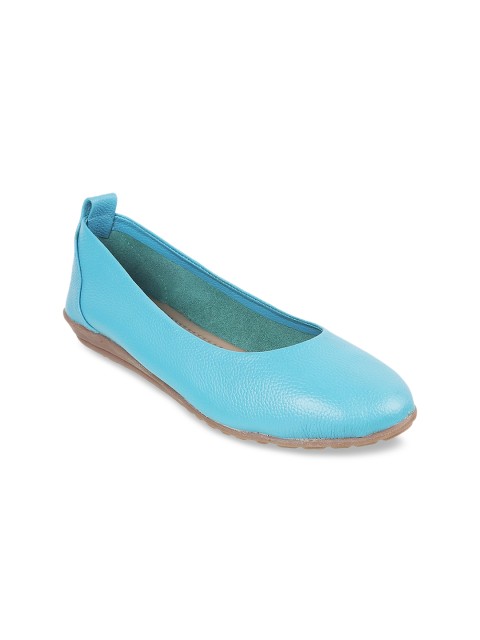 

Mochi Women Blue Solid Leather Ballerinas