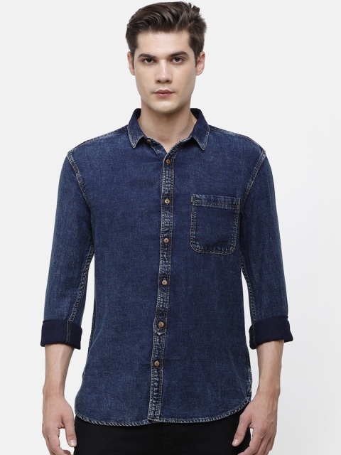 

Voi Jeans Men Blue Slim Fit Faded Casual Denim Shirt