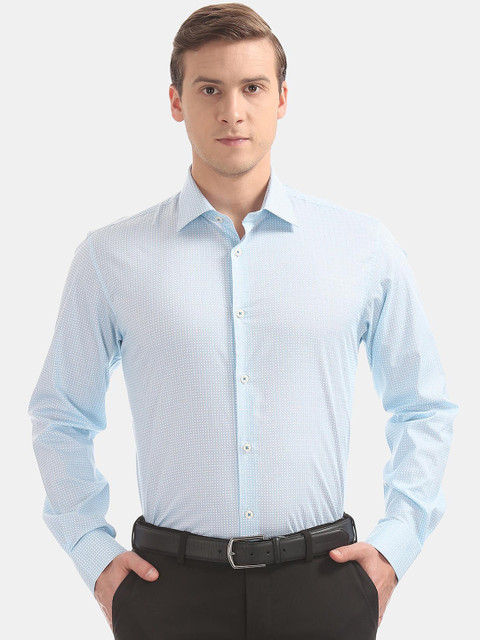

AD By Arvind Men Blue & White Regular Fit Printed Formal Shirt