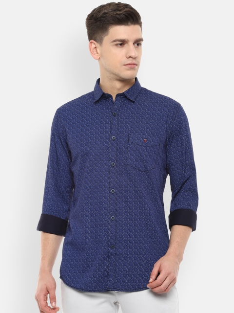 

Louis Philippe Sport Men Navy Blue Slim Fit Printed Pure Cotton Casual Shirt