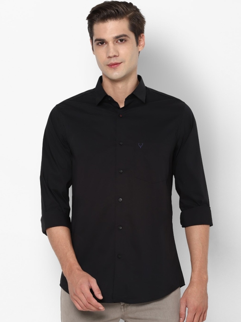 Allen Solly Men Black Pure Cotton Slim Fit Solid Casual Shirt