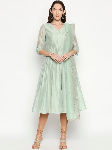 

RANGMANCH BY PANTALOONS Women Sea Green Anarkali Kurta