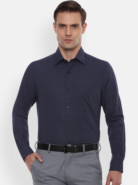 

Louis Philippe Men Navy Blue & White Slim Fit Checked Casual Shirt