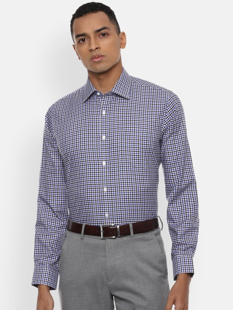 

Van Heusen Men Blue & Black Slim Fit Checked Formal Shirt