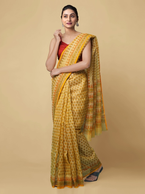 

Unnati Silks Yellow Pure Cotton Printed Kota Saree
