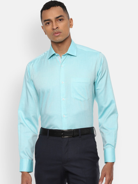 

Van Heusen Men Turquoise Blue Regular Fit Self Design Formal Shirt