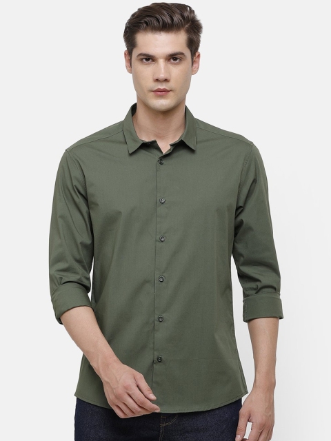 

Voi Jeans Men Olive Green Slim Fit Solid Casual Shirt