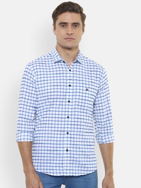 

Louis Philippe Sport Men White Pure Cotton Slim Fit Checked Casual Shirt