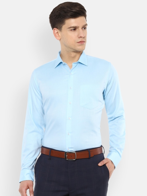 

Van Heusen Men Blue Solid Slim Fit Pure Cotton Formal Shirt