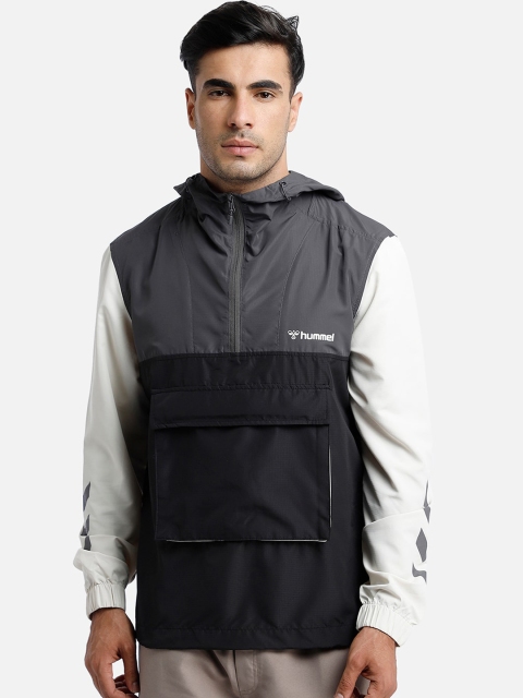 

hummel Men Grey Black Colourblocked Tailored Jacket