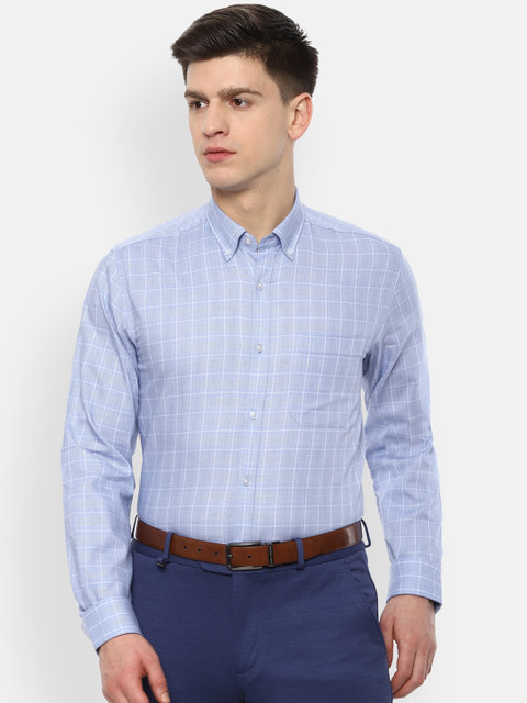 

Louis Philippe Men Blue Slim Fit Checked Casual Shirt