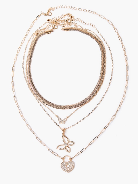 

FOREVER 21 Gold-Toned Butterfly Pendant Layered Necklace