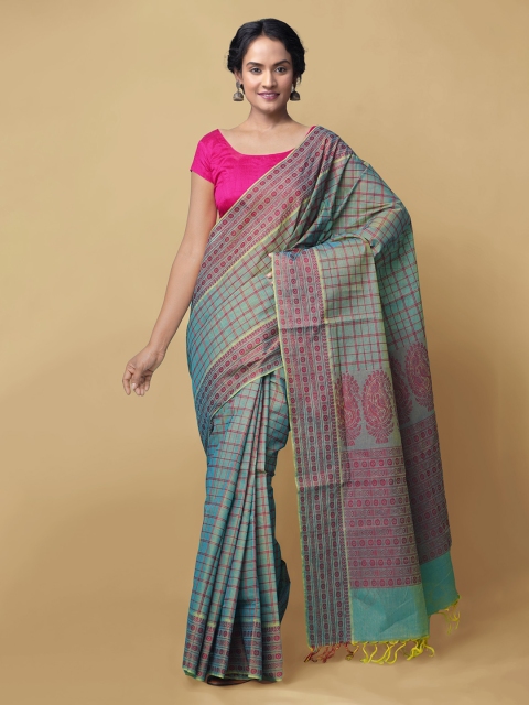

Unnati Silks Green & Pink Pure Cotton Woven Design Mysore Silk Saree
