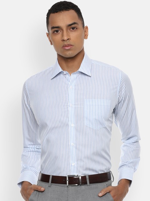 

Van Heusen Men White & Blue Striped Slim Fit Pure Cotton Formal Shirt