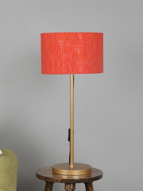 

SANDED EDGE Gold-Toned & Red Solid Contemporary Table Lamp with Shade