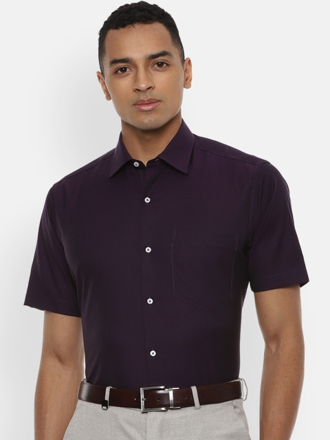 Van Heusen Men Purple Regular Fit Solid Casual Shirt